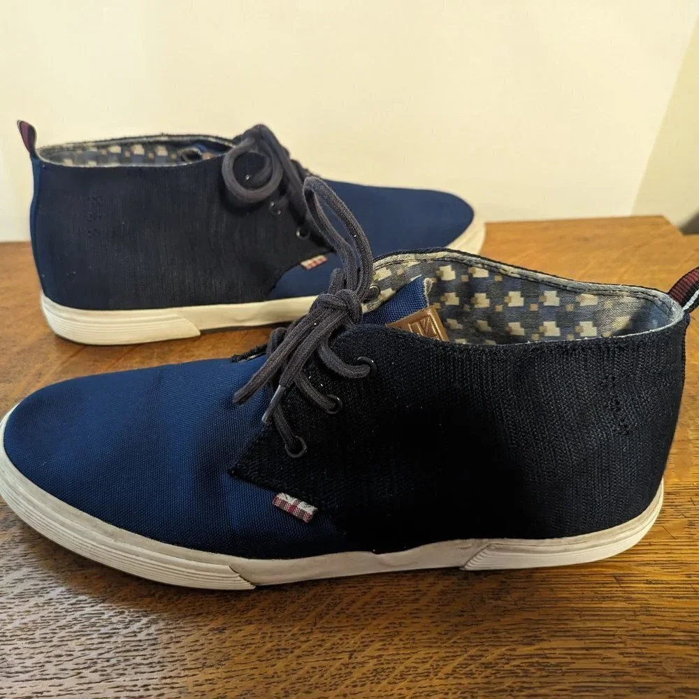 Ben Sherman Bristol Chukka Denim &‎ Canvas Midtop Sneakers Blue Two Tone 11.5